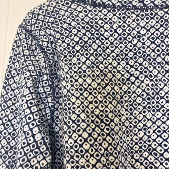 Talbots Large Long Sleeve Tee Cotton Blend Dotted Navy Blue/White Athleisure Gym - Picture 3 of 10